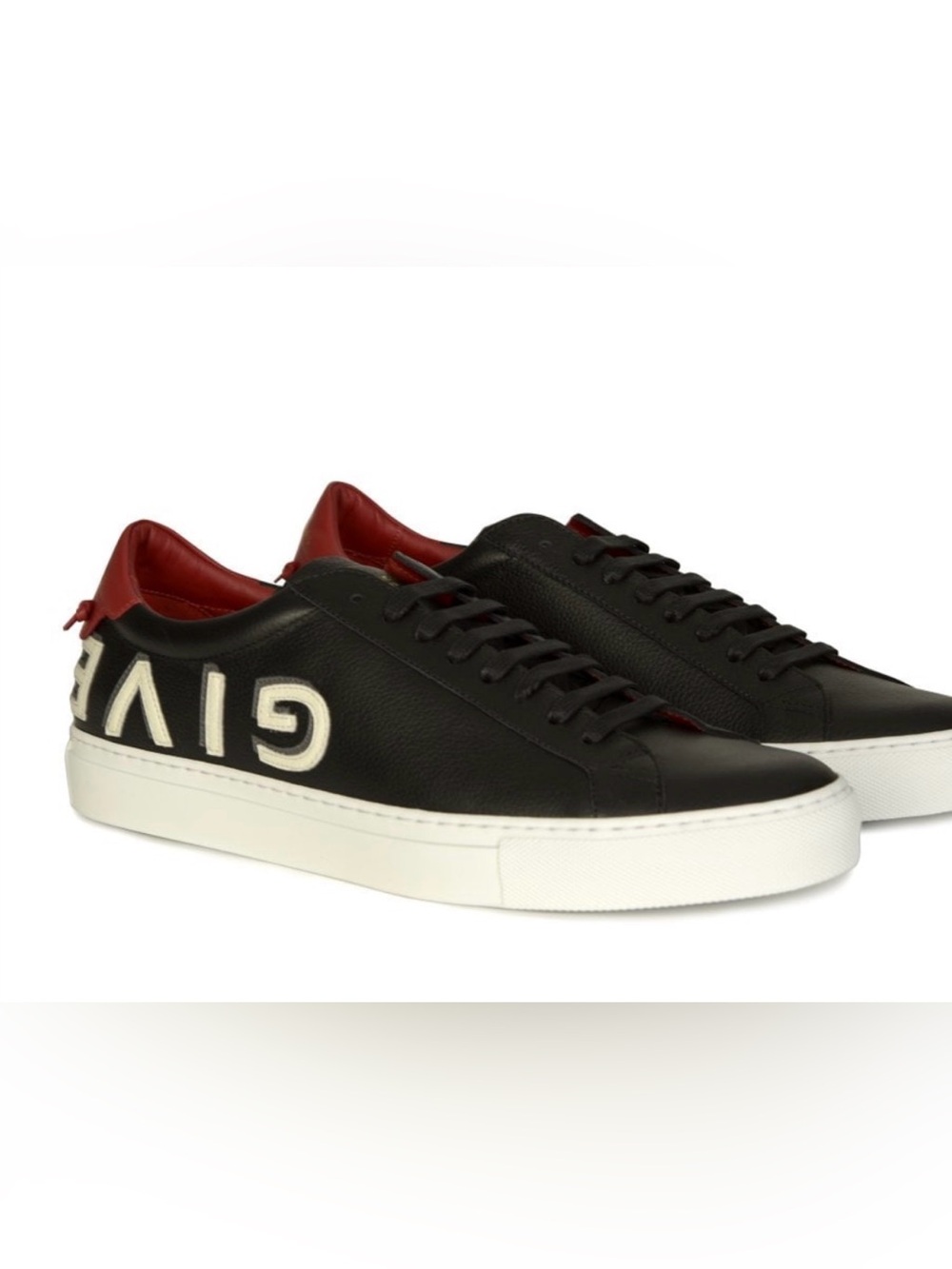 Givenchy Black Leather Low-Top Sneakers with Red Interior